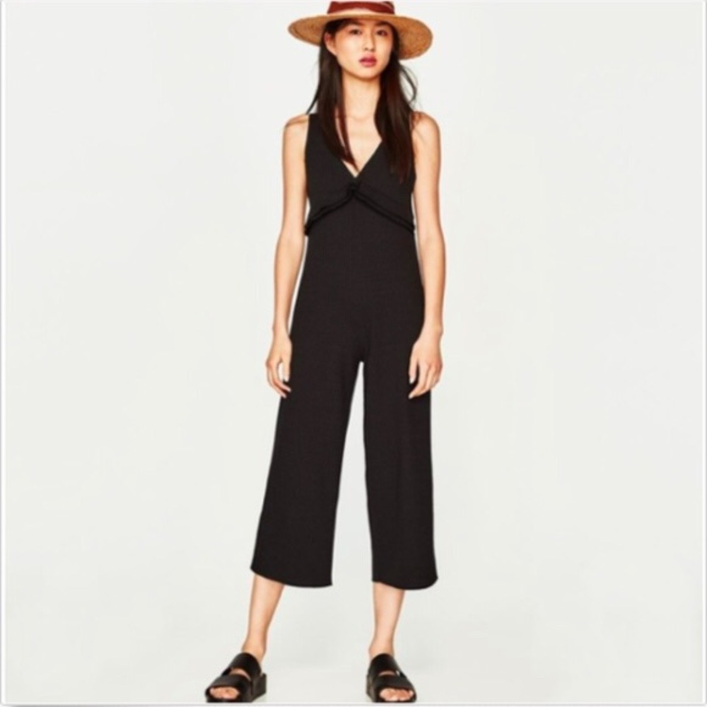 ZARA ribbed jumpsuit with ruffles